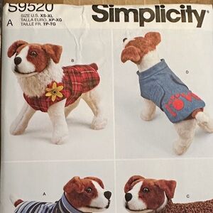 Simplicity Dog Clothing Patterns - Red Plaid and Blue Love